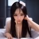 用户阿梅的圆形头像照片，年轻女性长发披肩表情自然